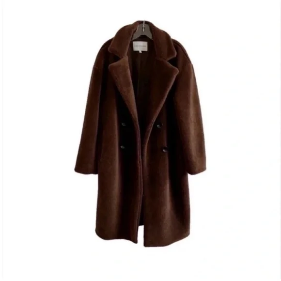 Rebecca Minkoff Long Wool Teddy Coat Brown - Picture 3 of 8